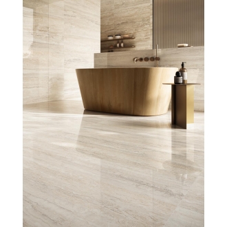 Fliese Sant Agostino Invictus in der Farbe Ivory verlegt unter einer Badewanne