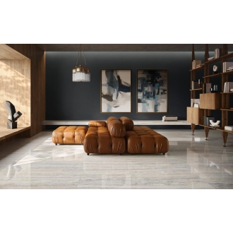 Fliese Sant Agostino Invictus in der Farbe Pearl verlegt in einem Wohnzimmer