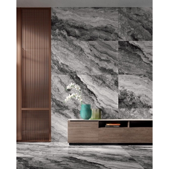 Fliese Sant Agostino Mystic in der Farbe Dark verlegt hinter einem Schrank