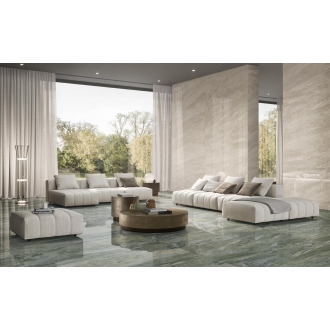 Fliese Sant Agostino Paradiso in der Farbe Beige verlegt in einem Wohnzimmer