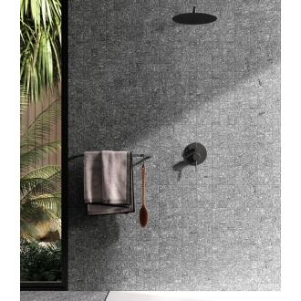 Fliese Sant Agostino Unionstone in der Farbe London Grey verlegt in einer Dusche