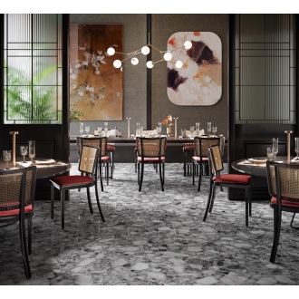 Fliese Sant Agostino Venistone in der Farbe Dark verlegt in einem Restaurant