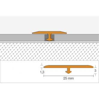 Schlüter VINPRO-T Übergangsprofil (höhengleich) chrom gebürstet Breite: 25 mm