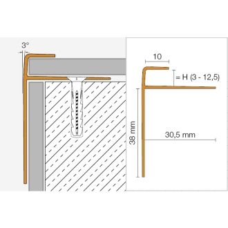 Schlüter VINPRO-STEP-R Treppenprofil (rund) titan gebürstet Höhe: 7,5 mm