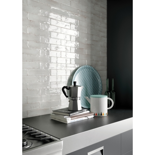 Viva Metallica Metalbrick Lux Wandfliese White 6x24 cm
