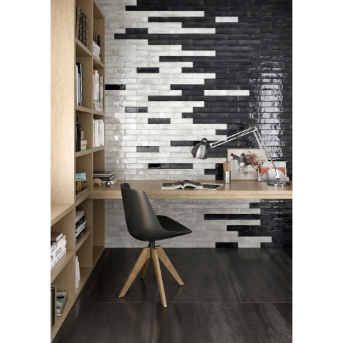 Viva Metallica Metalbrick Lux Wandfliese Black 6x24 cm