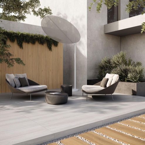 Flaviker Double X20 Plain Grey Terrassenplatte Natural 60x120 cm