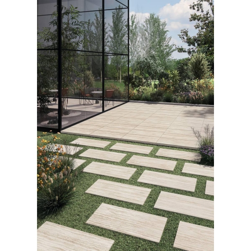 Keope Omnia Tivoli Ivory Terrassenplatte Strukturiert (R11) 60x120 cm