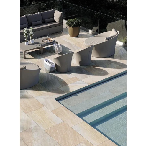 Keope Midlake Quartzbeige Terrassenplatte Strukturiert (R11) 60x90 cm