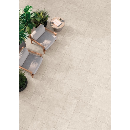 Keope Trevi Cross Ivory Terrassenplatte Strukturiert (R11) 120x120 cm