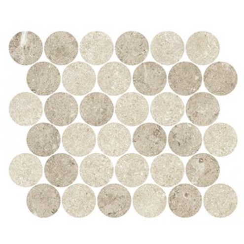 Margres Pure Stone White/Light Grey Anpoliert Mosaik Circles 28x32 cm