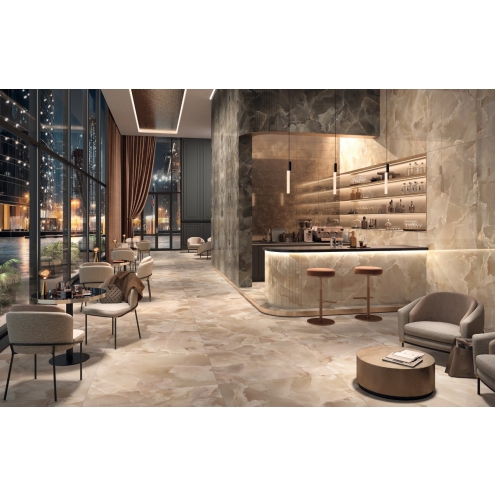 Mirage Onyce Champagne ON03 Lucida Boden- und Wandfliese 120x120 cm