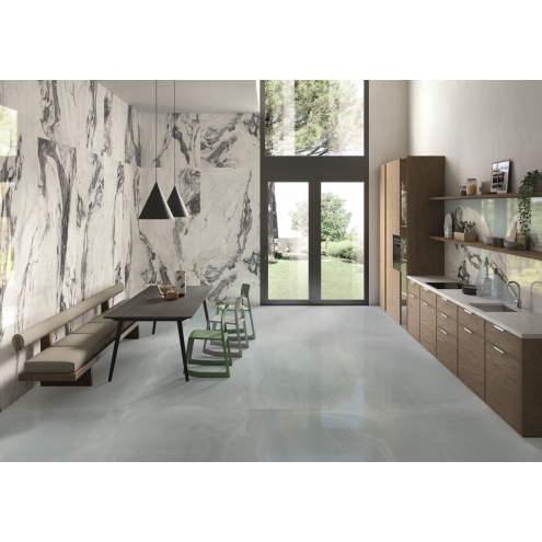 Provenza Unique Marble Boden- und Wandfliese Bianco Siena glänzend 90x180 cm