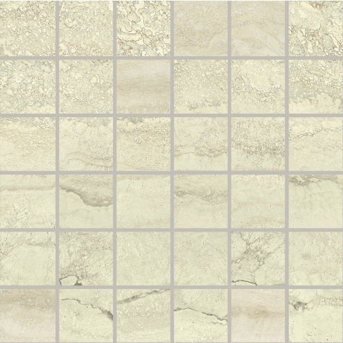 Provenza Unique Travertine Mosaik 5x5 Cream Vein Cut glänzend Matte 30x30 cm