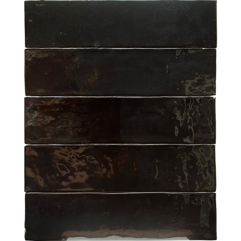 Revoir Paris Studio Charbon glänzend Wandfliese 6,2x25 cm