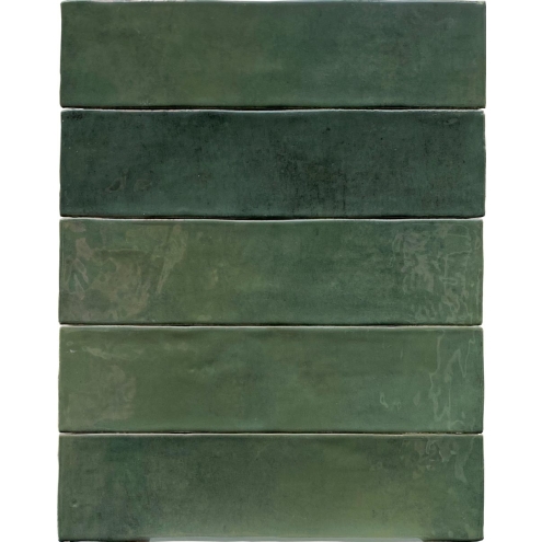 Revoir Paris Studio Vert Olive glänzend Wandfliese 6,2x25 cm