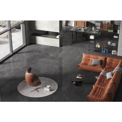 Provenza Saltstone Boden- und Wandfliese Black Iron glänzend 60x120 cm
