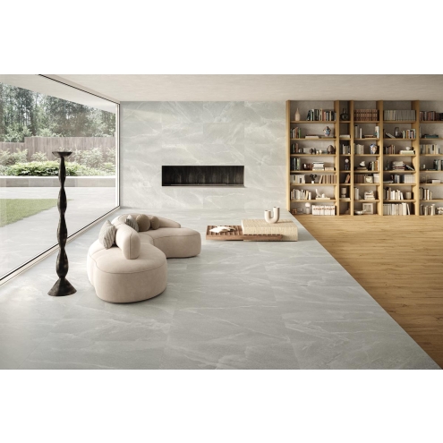 Provenza Saltstone Boden- und Wandfliese Grey Ash glänzend 60x120 cm