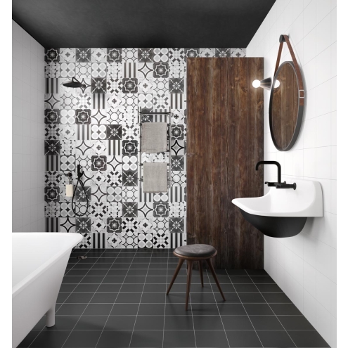 Sant Agostino Patchwork B&W Black Naturale Boden- und Wandfliese 20x20 cm