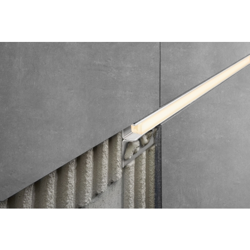 Schlüter LIPROTEC EASY LED-Modul mit Schenkel Warmweiss Edelstahl gebürstet V4A 50 cm