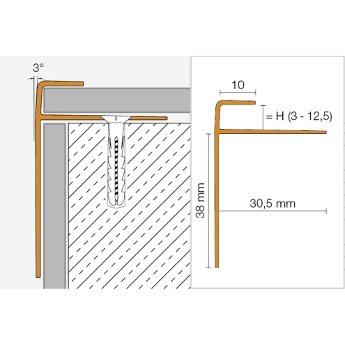 Schlüter VINPRO-STEP-R Treppenprofil (rund) chrom gebürstet Höhe: 6,5 mm