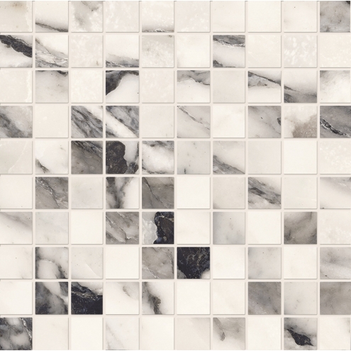 Provenza Unique Marble Mosaik 3x3 Bianco Siena glänzend Matte 30x30 cm