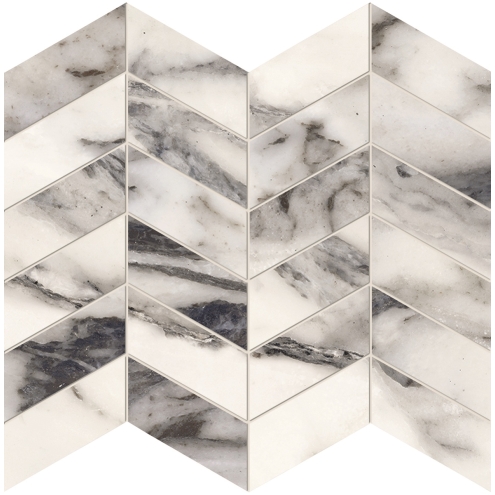 Provenza Unique Marble Mosaico Arrows Bianco Siena glänzend Matte 30x30 cm