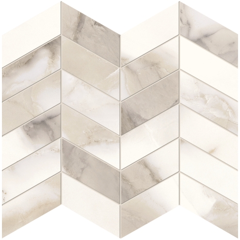Provenza Unique Marble Mosaico Arrows Calacatta Regale glänzend Matte 30x30 cm
