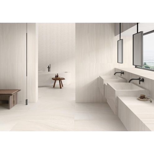 Provenza Varana Stone Boden- und Wandfliese White Cross Cut Silktech 120x120 cm 