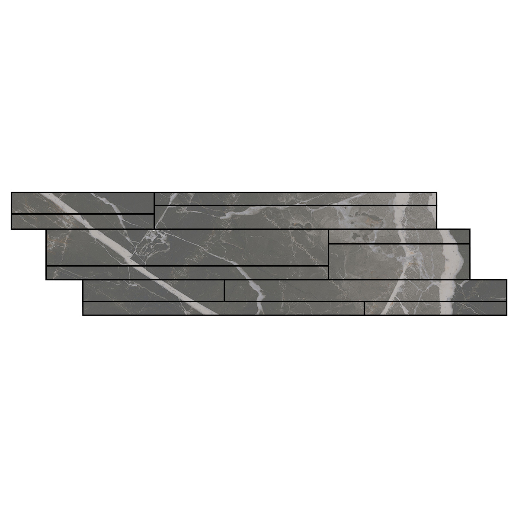 Florim Creative Design Stones & More 2.0 Calacatta Black Glossy Dekor Listello 3D 15x60 cm