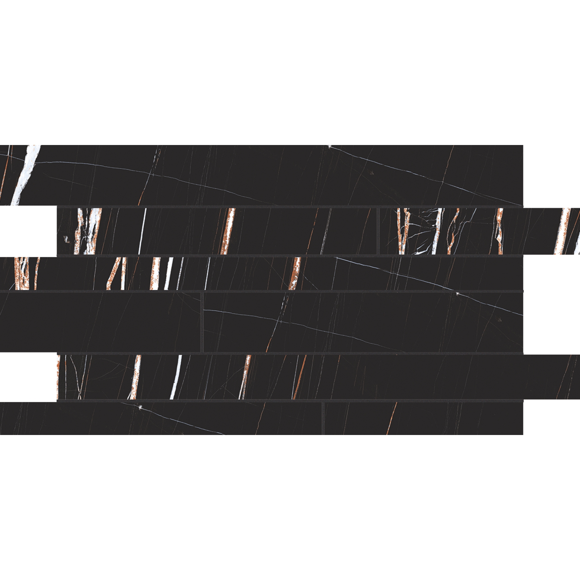 Florim Creative Design Stones & More 2.0 Sahara Noir Glossy Dekor Listello 3D 30x60 cm