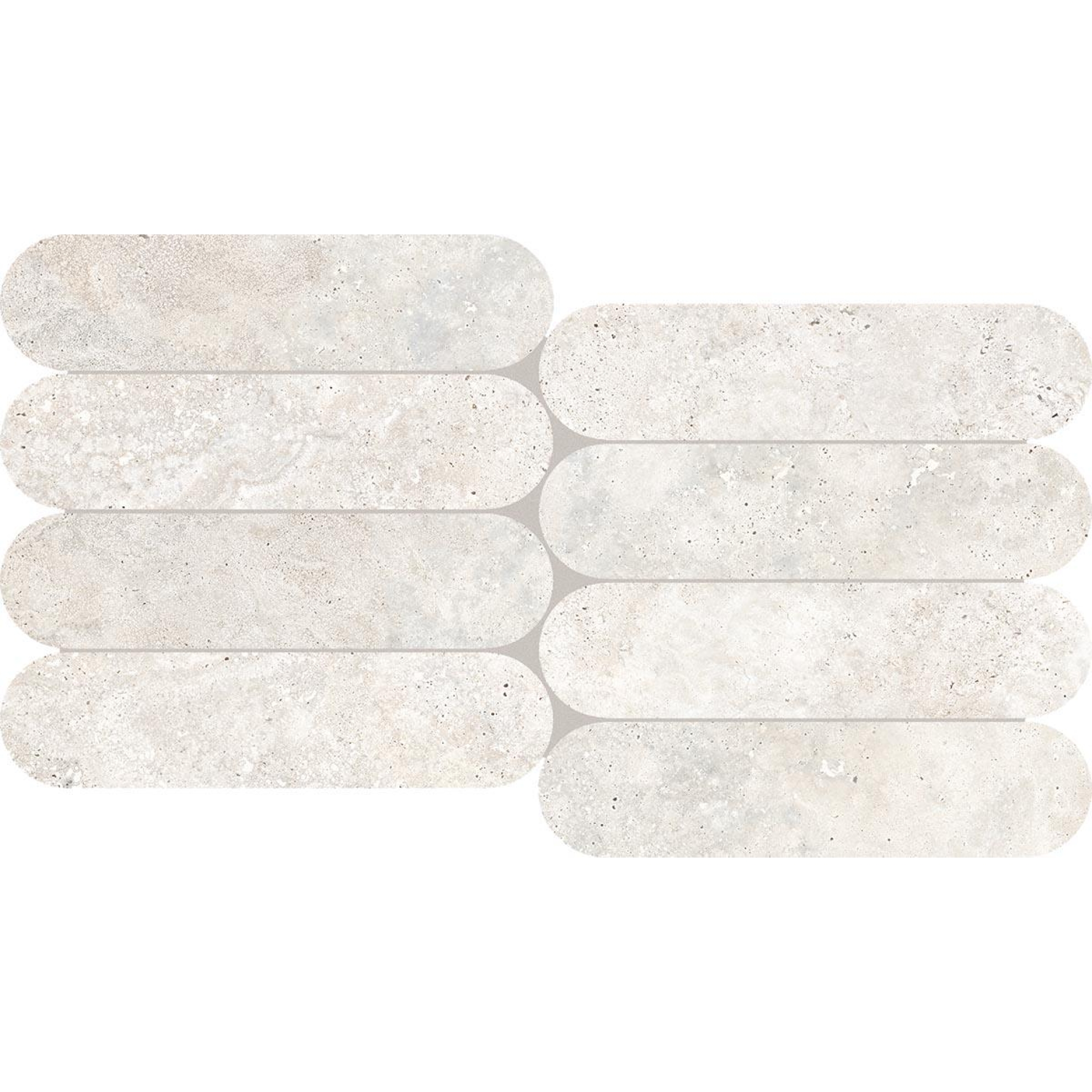 Keope Trevi Cross White Mosaik Biscuits Spazzolato (R10) 28,5x55,5 cm