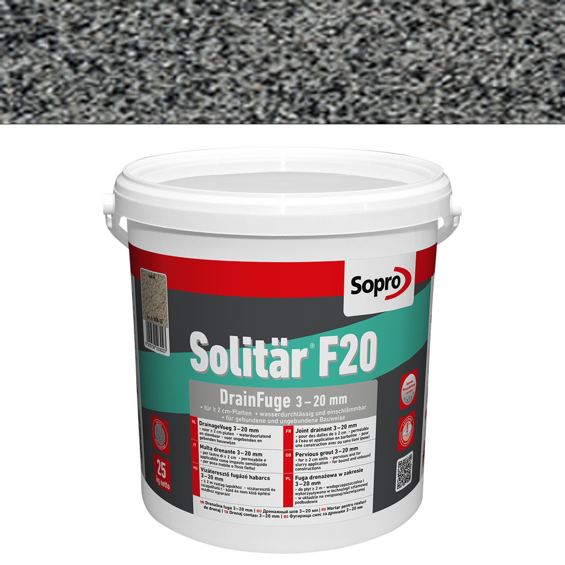 Sopro F20 Solitär DrainFuge pflastergrau 13 Eimer 25 kg