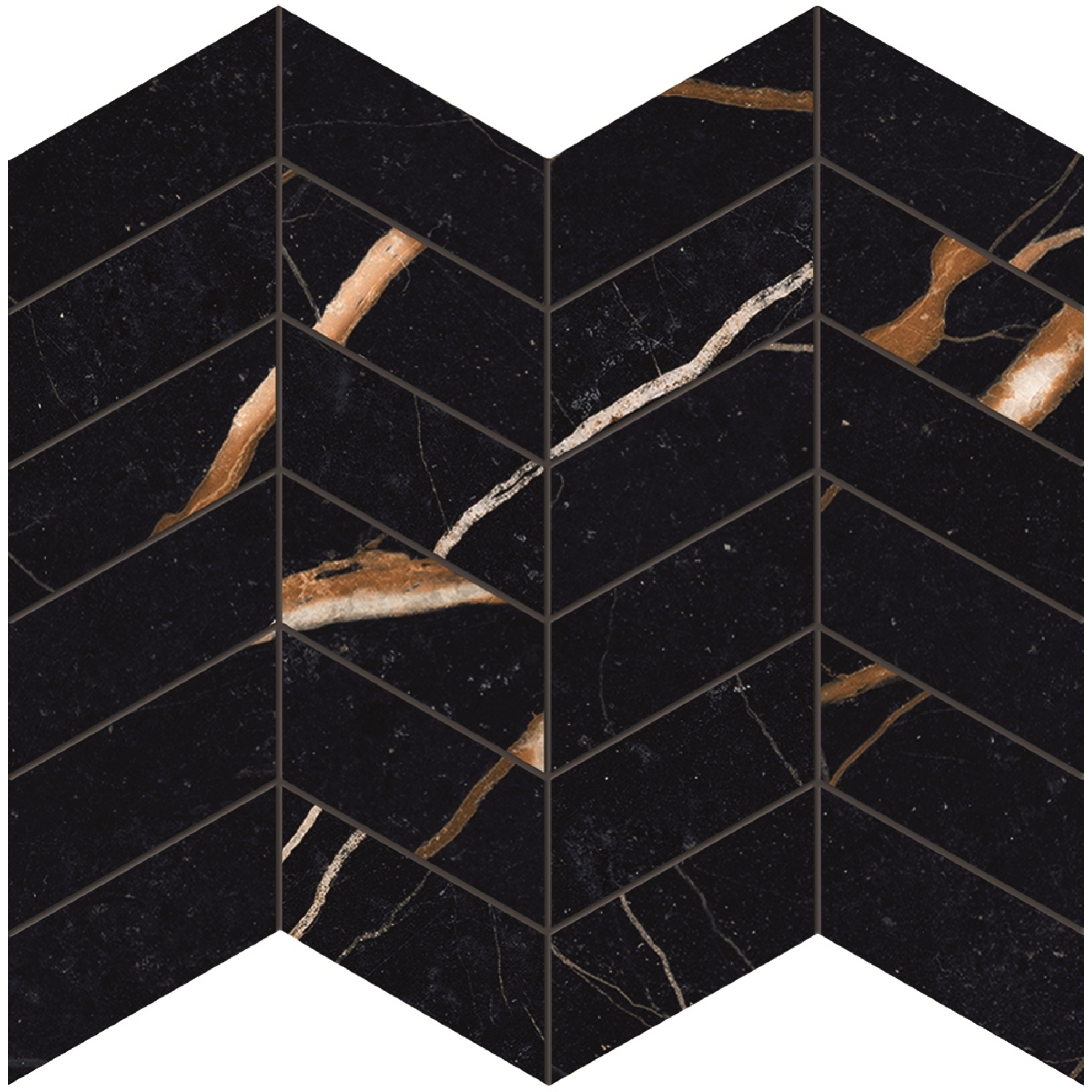Provenza Unique Marble Mosaico Arrows Sahara Noir glänzend Matte 30x30 cm